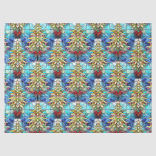 Papier Mousseline Beau Motif de Noël Arbre de Noël en verre satiné