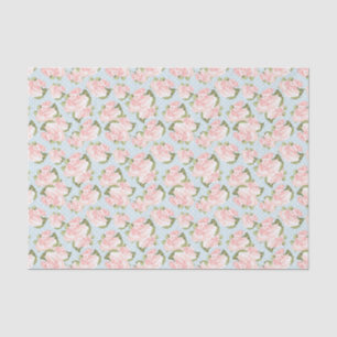Papier Mousseline Beau motif de rose avec le pois bleu