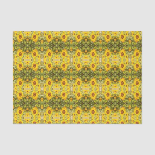Papier Mousseline Beau Motif de tournesol rustique Vintage (Recto)