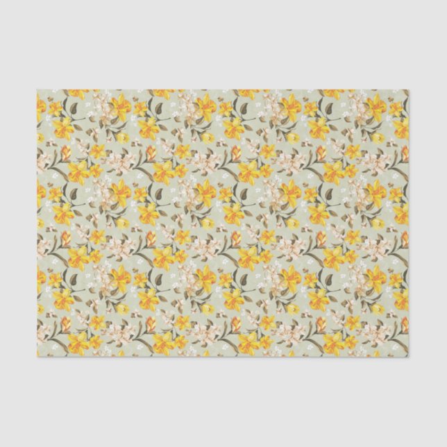 Papier Mousseline Beau motif floral lumineux élégant (Recto)