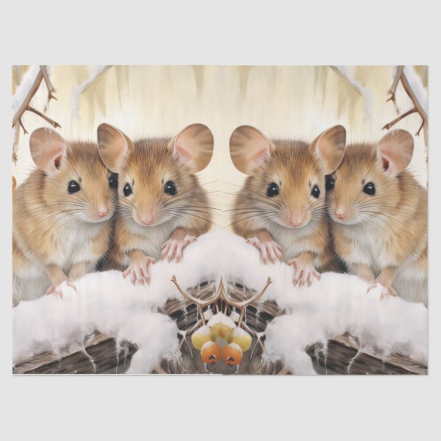 Papier Mousseline Beau papier tissu de découpage de souris d'hiver (Recto)