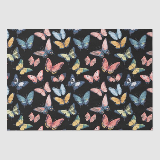 Papier Mousseline Beau Papillon coloré imprimé (Recto)