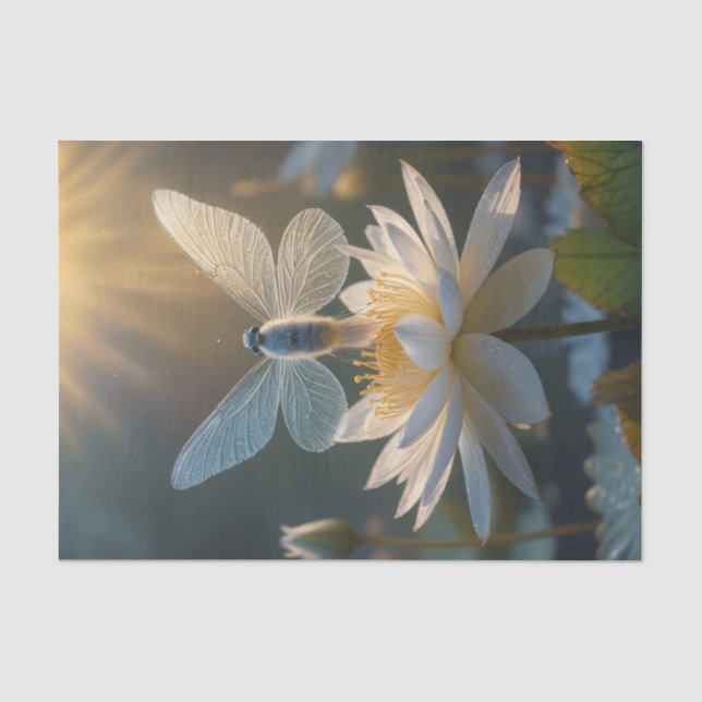 Papier Mousseline Beau papillon et le Lotus (Recto)
