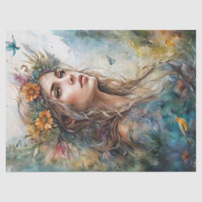 Papier Mousseline Beau Portrait Femme Découpage Meubles (Recto)