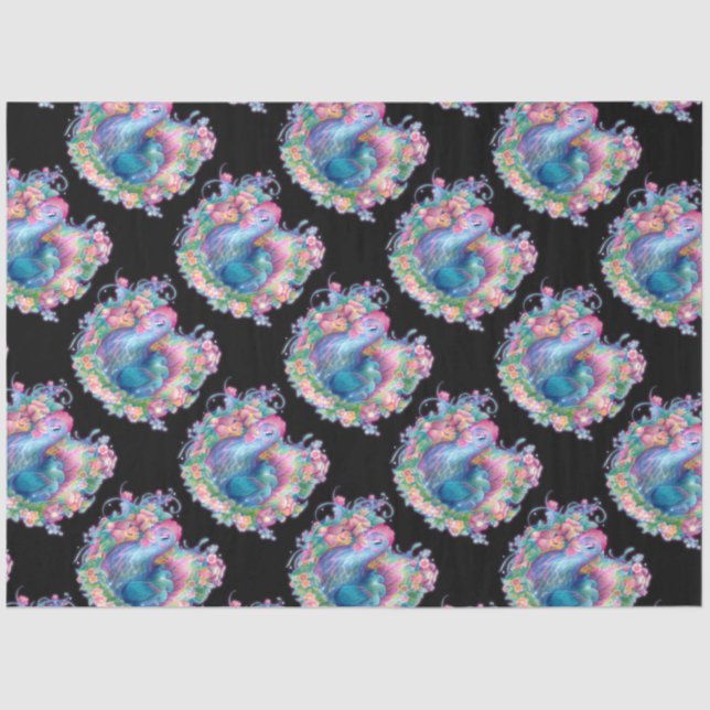 Papier Mousseline Beau poulet et fleurs (Recto)