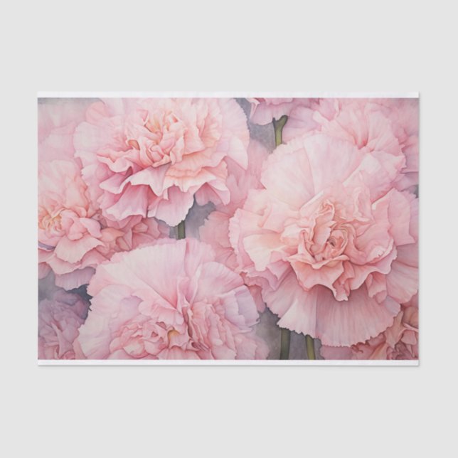 Papier Mousseline Beau rose floral carnation aquarelle Art (Recto)