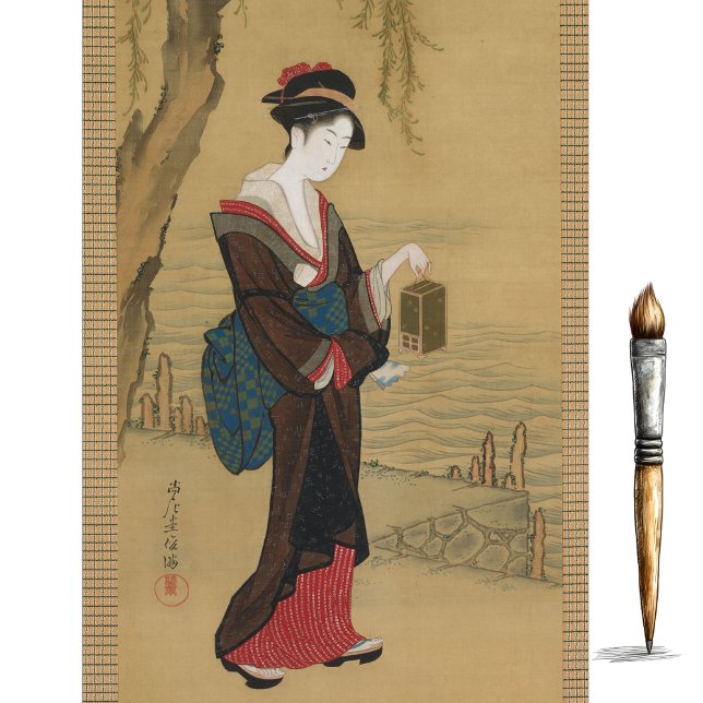 Papier Mousseline Beauté avec lucioles par Kubo Shunman (Créateur téléchargé)