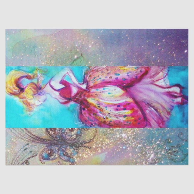 Papier Mousseline BEAUTÉ EN ROSE / Plante papillon magique (Recto)