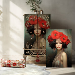 Papier Mousseline Beauté Flapper des années 1920, Art de portrait au