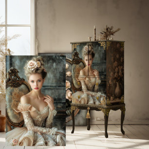 Papier Mousseline Beauté française romantique, portrait découpage