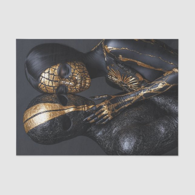 Papier Mousseline Beauté noire et or10 (Recto)