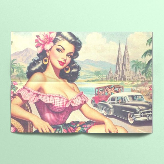 Papier Mousseline Beauté rétro fille hispanique (Créateur téléchargé)