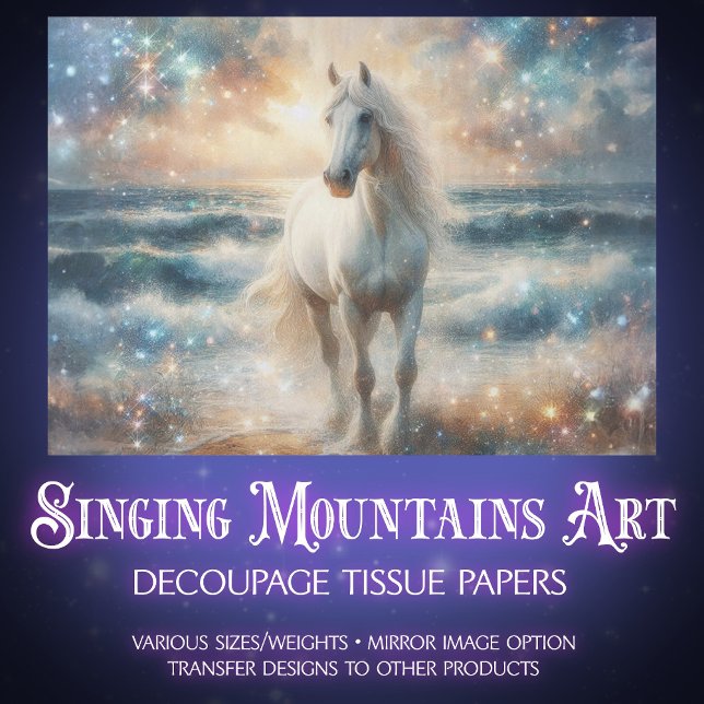Papier Mousseline Beautiful Coastal Horse and Ocean Art Decoupage (Créateur téléchargé)