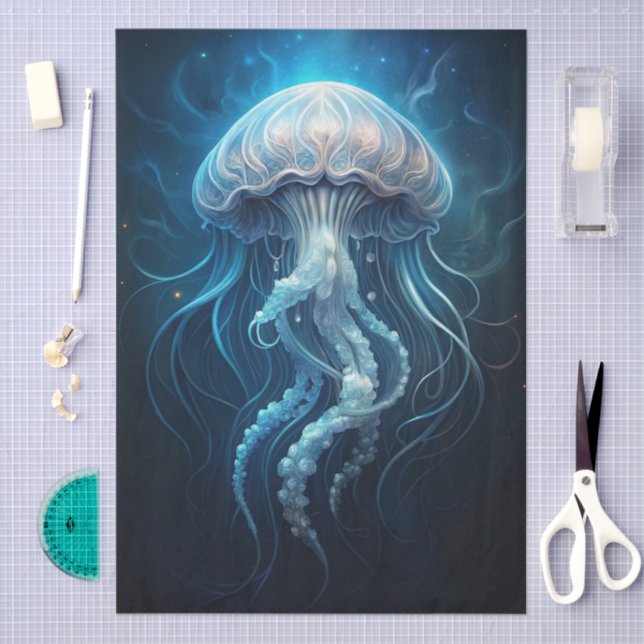 Papier Mousseline Beautiful Giant Blue Ocean Jelly Fish Decoupage (Artisanat)