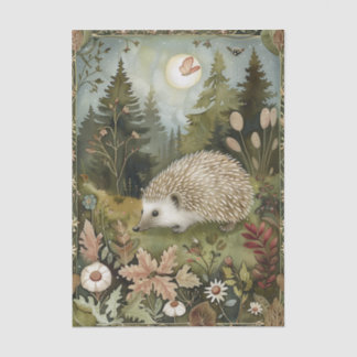 Papier Mousseline Beautiful Hedgehog in the Forest Moonlight