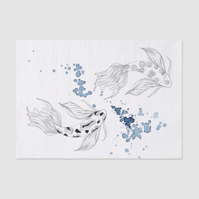 Papier Mousseline Beautiful Japonais Koi Fish Swimming (Recto)