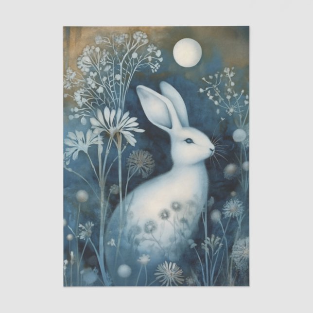 Papier Mousseline Beautiful White Rabbit Cyanotype Printing (Recto)