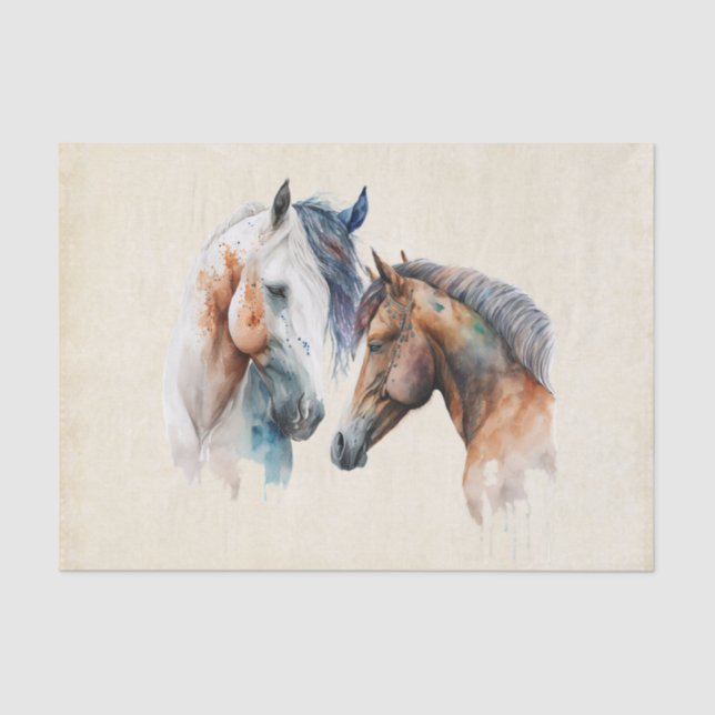 Papier Mousseline Beaux Chevaux Style Boho Occidental (Recto)