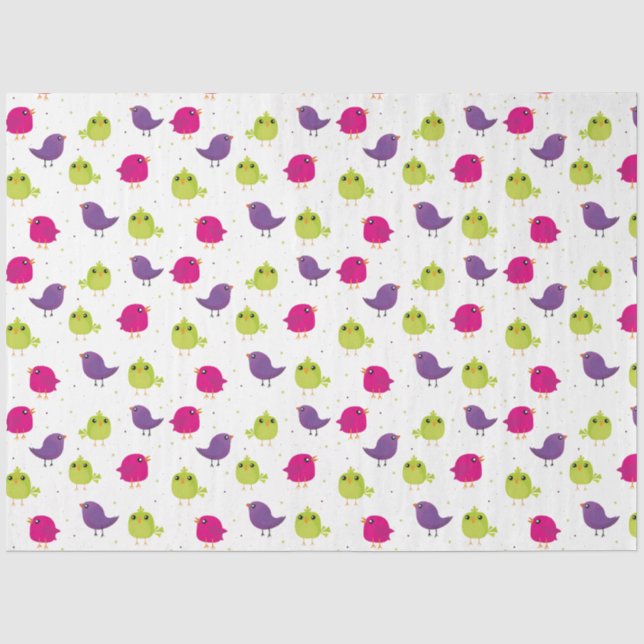 Papier Mousseline Beaux oiseaux colorés (Recto)
