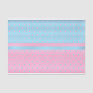 Papier Mousseline Bébé bleu et rose pastel Pois