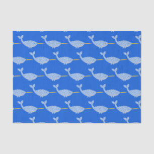 Papier Mousseline Bébé bleu mignon Garçon Baby shower Narwhal Motif