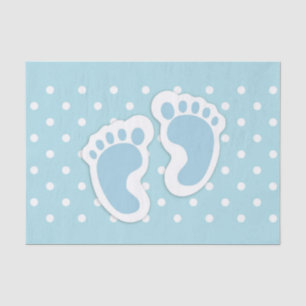 Papier Mousseline Bébé bleu mou Pieds de garçon
