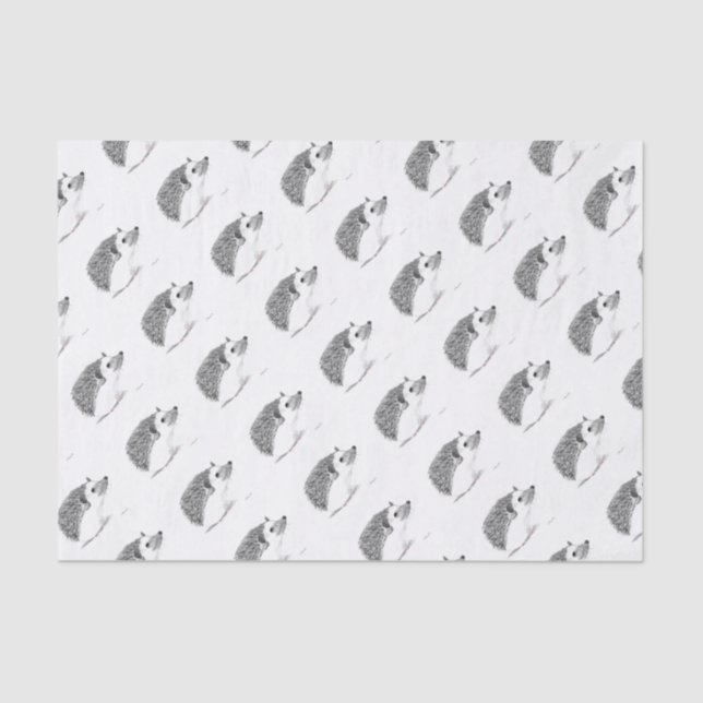 Papier Mousseline Bébé hérisson animal Aquarelle Motif noir Enfants (Recto)