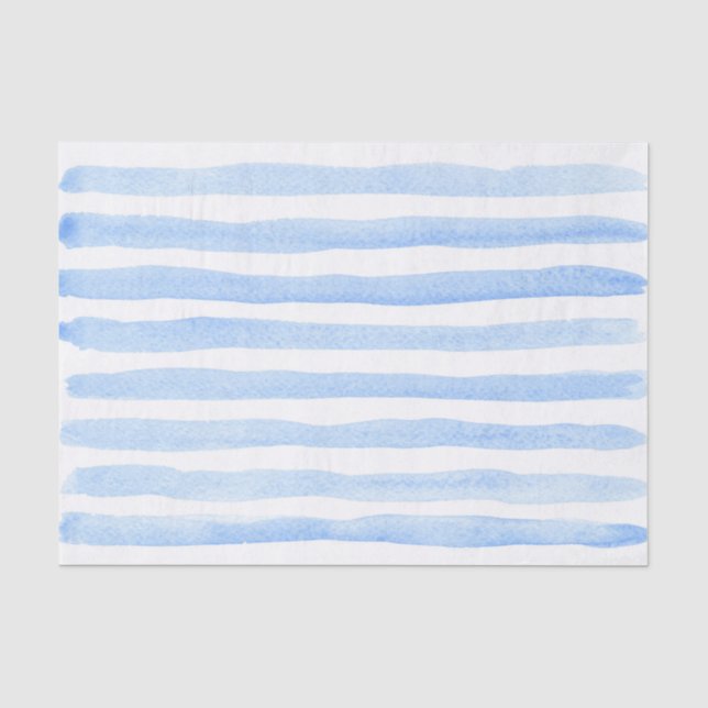Papier Mousseline Bébé mignon bleu et blanc rayé aquarelle (Recto)