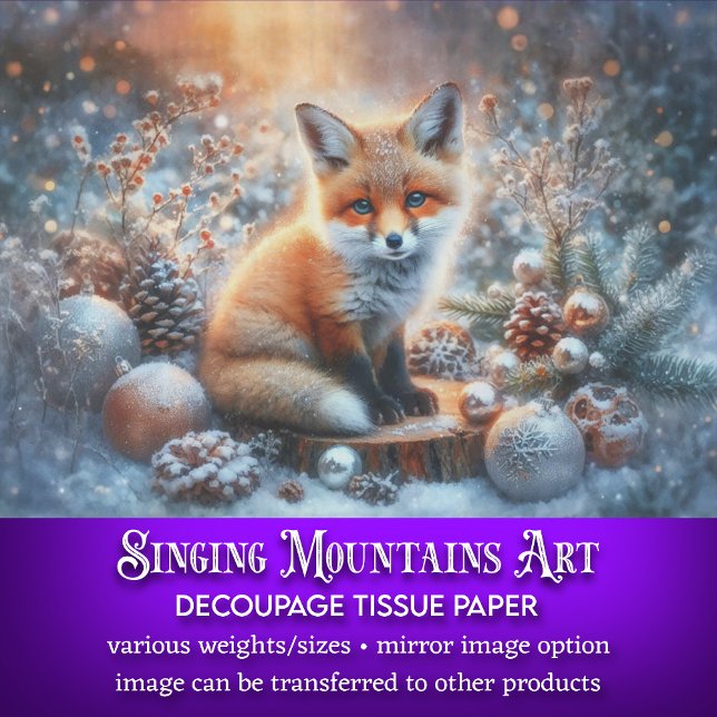 Papier Mousseline Bébé mignon Fox rustique hiver Découpage de Noël (Créateur téléchargé)