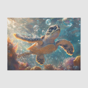 Papier Mousseline Bébé mignon tortue de mer avec bulles Découpage