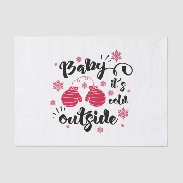 Papier Mousseline Bébé son froid dehors mignonette mittens hiver (Recto)