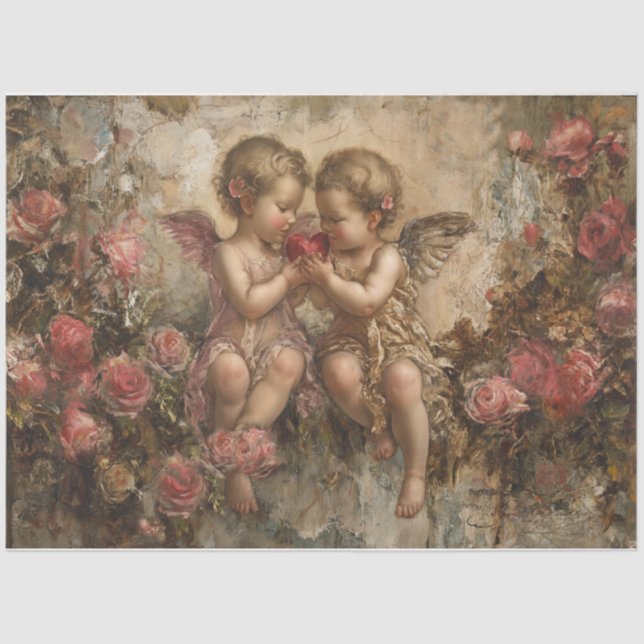 Papier Mousseline Bébés cupides Valentine (Recto)
