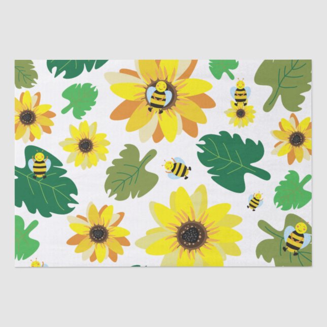 Papier Mousseline Bee de tournesol mignonne (Recto)