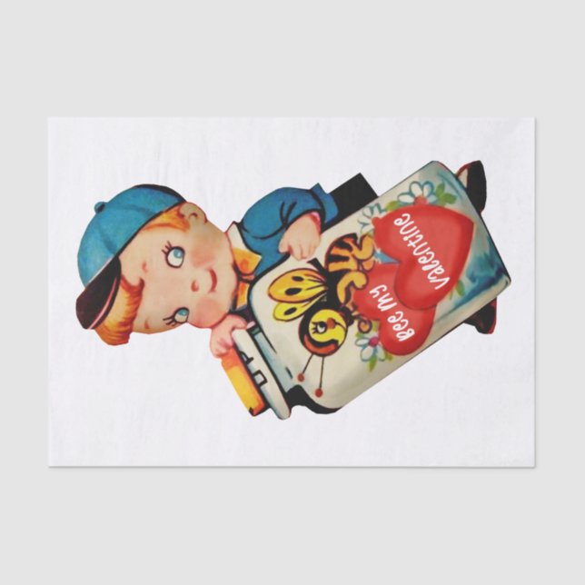 Papier Mousseline Bee My Valentine Tissue Paper (Recto)