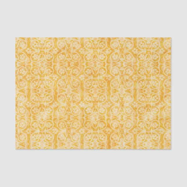 Papier Mousseline Beige d'or géométrique floral (Recto)