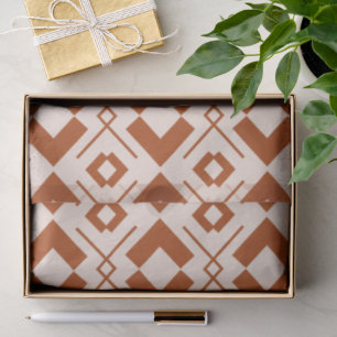 Papier Mousseline Beige scandinave et motif géométrique orange brûlé