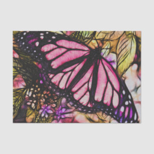 Papier Mousseline Bel abrégé sur rose papillon