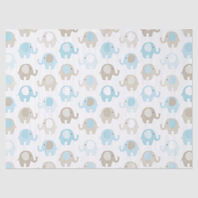 Papier Mousseline Bel éléphant de bleus layette (Recto)