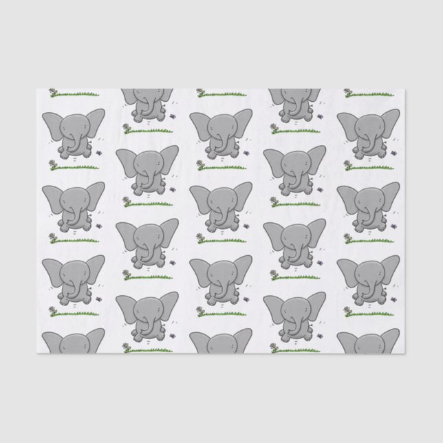 Papier Mousseline Belle adorable dessin d'éléphant bébé (Recto)