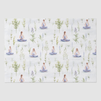 Papier Mousseline Belle aquarelle Yoga Girls Méditant la nature