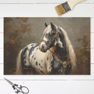 Papier Mousseline Belle Cheval Piebald Peinture de manteau Découpage