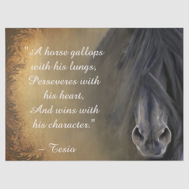 Papier Mousseline Belle citation Inspirationnelle du Cheval Noir (Recto)