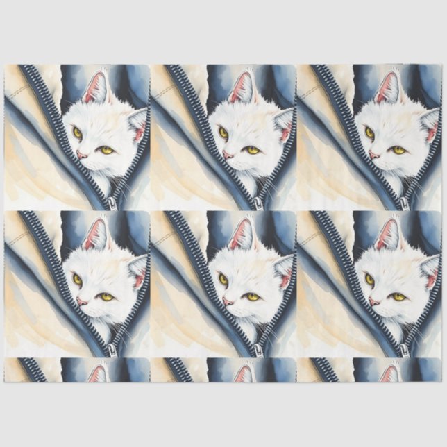 Papier Mousseline Belle collection de chats d'aquarelle moderne mign (Recto)