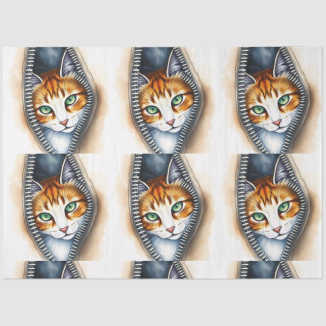 Papier Mousseline Belle Collection de chats en aquarelle tendance (Recto)