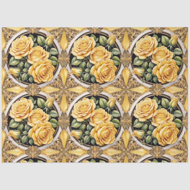 Papier Mousseline Belle collection de rose jaune moderne (Recto)