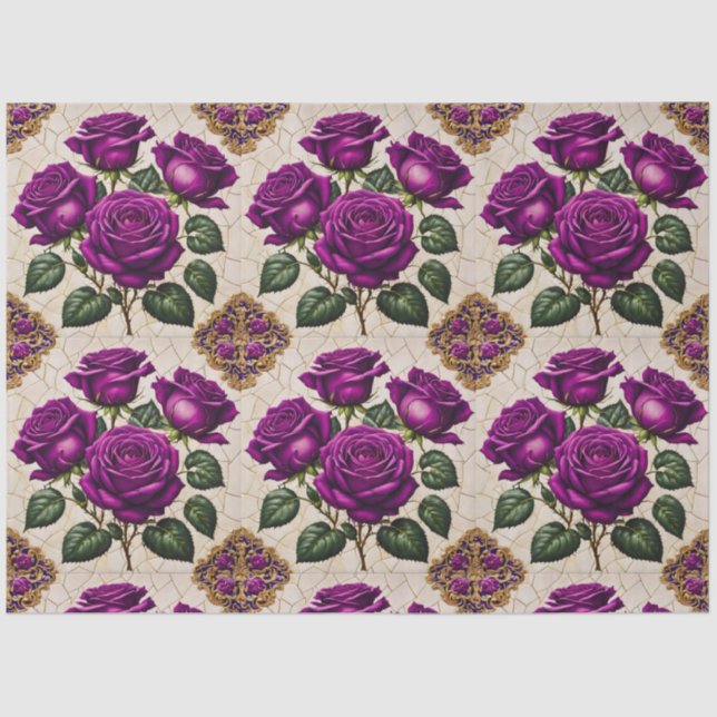 Papier Mousseline Belle collection de Roses pourpres populaire (Recto)