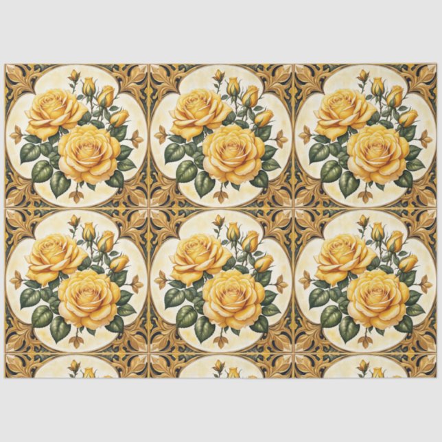 Papier Mousseline Belle collection moderne de rose jaune (Recto)