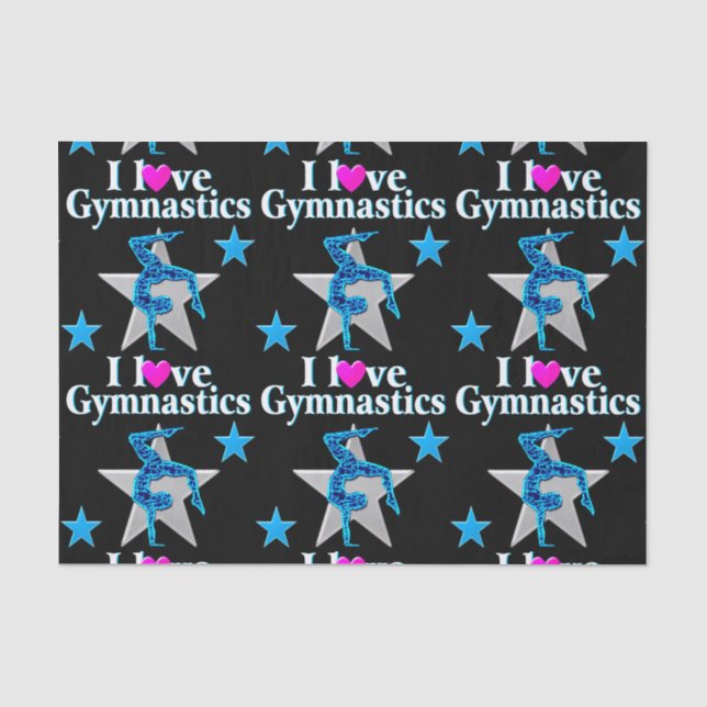 PAPIER MOUSSELINE BELLE CONCEPTION DE GYMNASTIQUE BLEU ET ARGENT (Recto)
