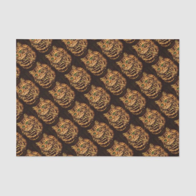 Papier Mousseline belle copie aux cheveux longs de chat tigré (Recto)