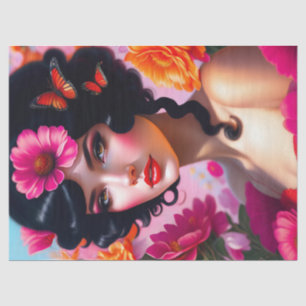Papier Mousseline Belle Dame Vintage En Découpage Rouge